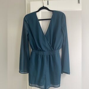 Teal Long-Sleeve Romper